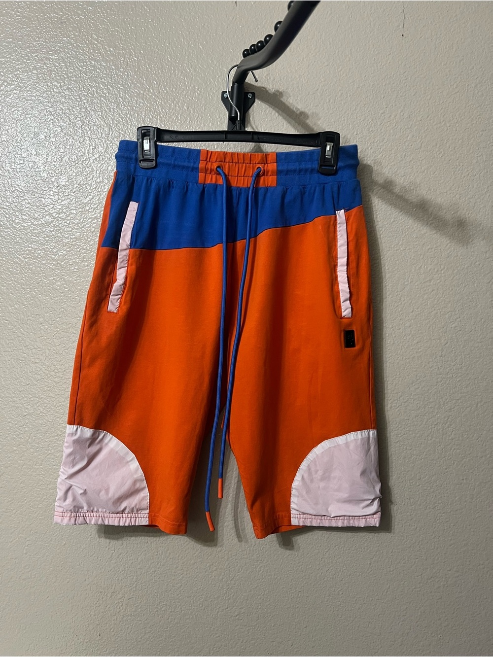 Makobi Colorblock track Shorts in Orange, Blue & white. Sz-Med